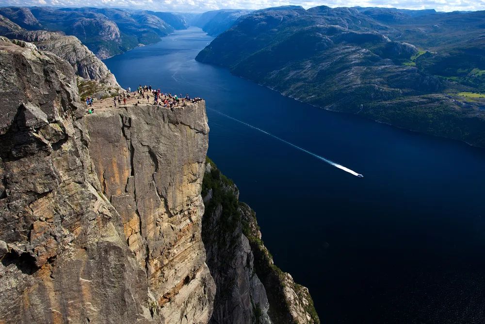 Preikestolen, the Pulpit Rock, standing above Lysefjorden